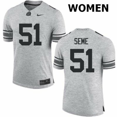 Women's Ohio State Buckeyes #51 Nick Seme Gray Nike NCAA College Football Jersey Official KSV8244XJ